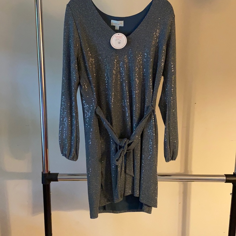 grey sparkle Veronica M. wrap dress
